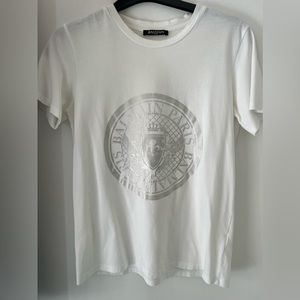 Balmain white logo t shirt